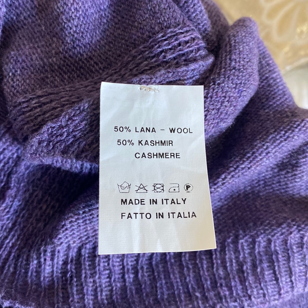 Italian Wool Cashmere Blend Poncho Purple SZ OSFM - Picture 6 of 8